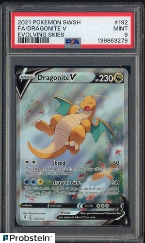 2021 Pokemon SWSH Evolving Skies #192 Dragonite V Ultra Rare PSA 9 MINT