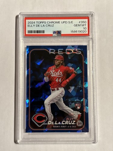 2024 ELLY DE LA CRUZ TOPPS CHROME UPDATE #350 SAPPHIRE EDITION PSA 10 (RC) REDS