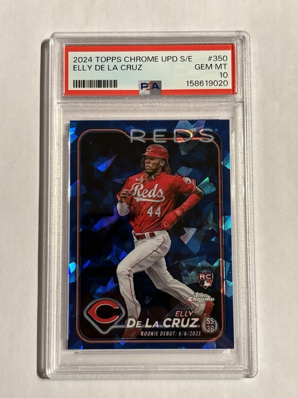2024 ELLY DE LA CRUZ TOPPS CHROME UPDATE #350 SAPPHIRE EDITION PSA 10 (RC) REDS