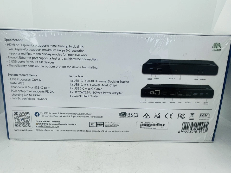 Wavlink WL-UG69PD2 Pro USB-C Dual 4K  Docking Station 100w Dock - Image 3 of 4