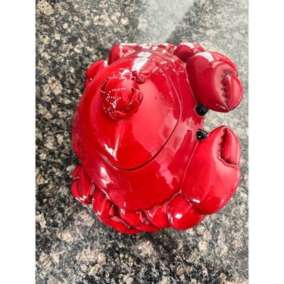 Vintage Red Sonoma Crab Cookie Jar Lidded Tureen Nautical Coastal