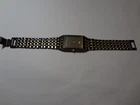 VTG Seiko Quartz Watch 2Y00-5C89 Men Black Gold Tone Thin Rectangle Need Battery