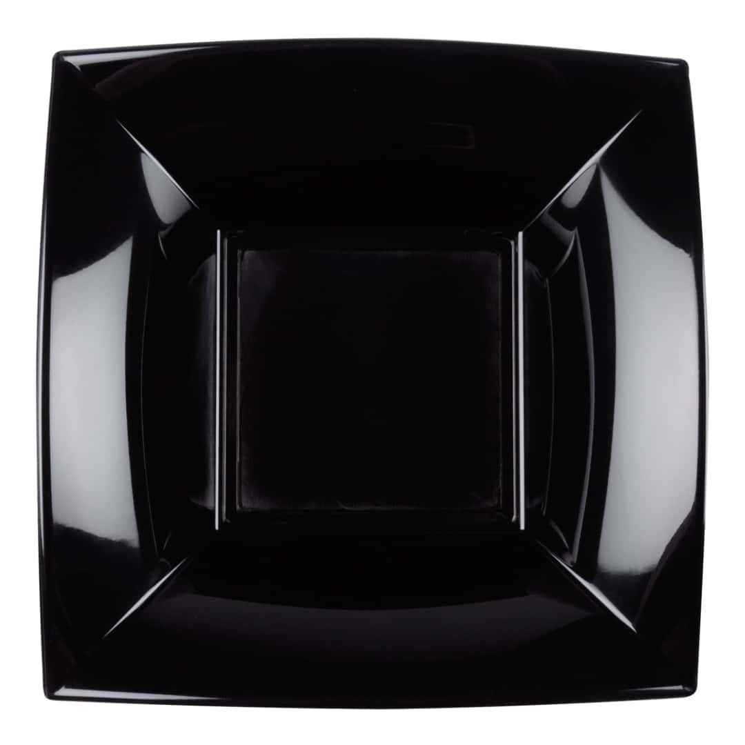 Soup Plates Nice Black Reusable Plastic 18X18 CM 15Pcs - GOLDPLAST - Parties