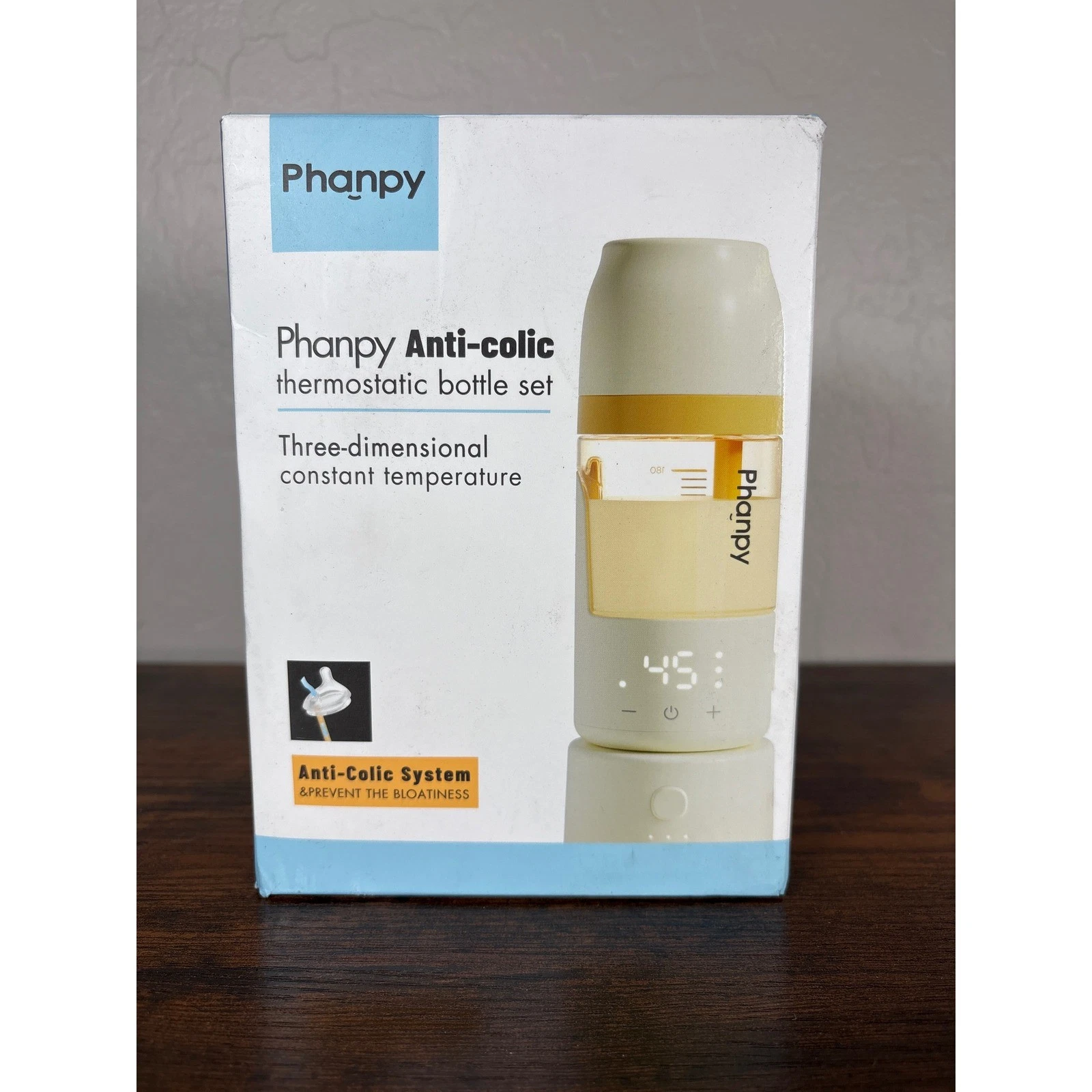 Phanpy Anti-colic Thermostatic Baby Bottle Set 180ml Yellow AM5390 New
