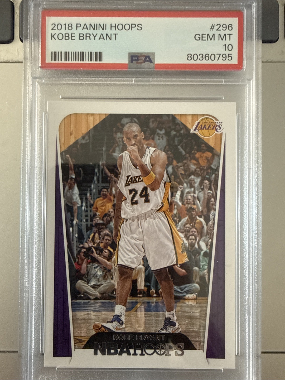 Panini 2018-19 NBA Hoops Tribute Kobe Bryant #296 Lakers PSA 10