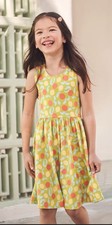 Hanna Andersson Girl SL Cross back Printed Skater Dress Citrus Sunshine Size 6-7
