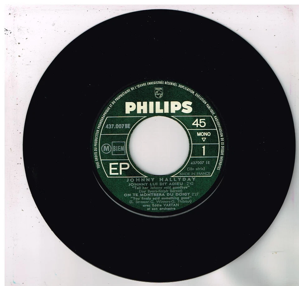 Johnny HALLYDAY Johnny lui dit adieu 7" 45 tours EP - Photo 3/4