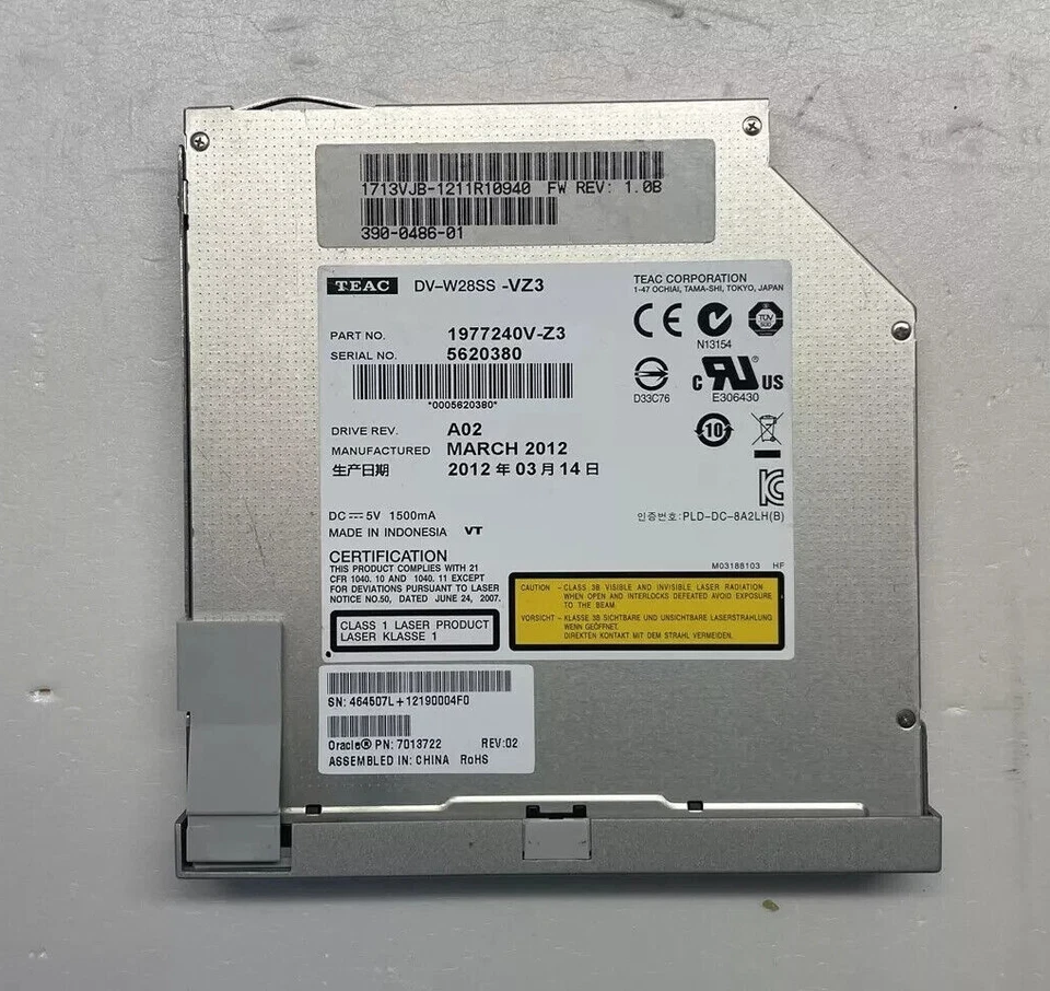 ORACLE 7013722 Slot Loaded SATA 8X DVD-Writer/24X CD-Writer Assembly, SPARC T5-2 - Image 3 of 4