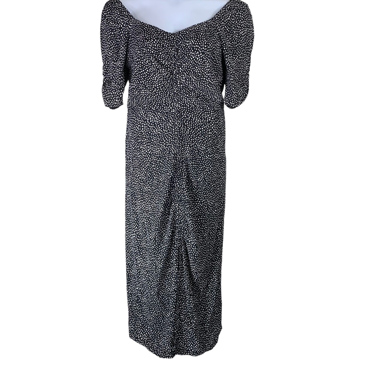 Open Edit Sz Small Midi Dress Black White Polka Dot Off The 