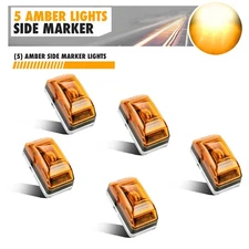2" Amber 3 Side Marker Light Clearance Light with Stainless Steel Base 5 PACK