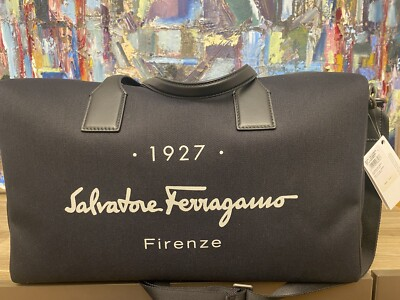 #ad #ad New Salvatore Ferragamo Men Firenze Embossed Duffel Bag Luggage Black $2700 $719.99