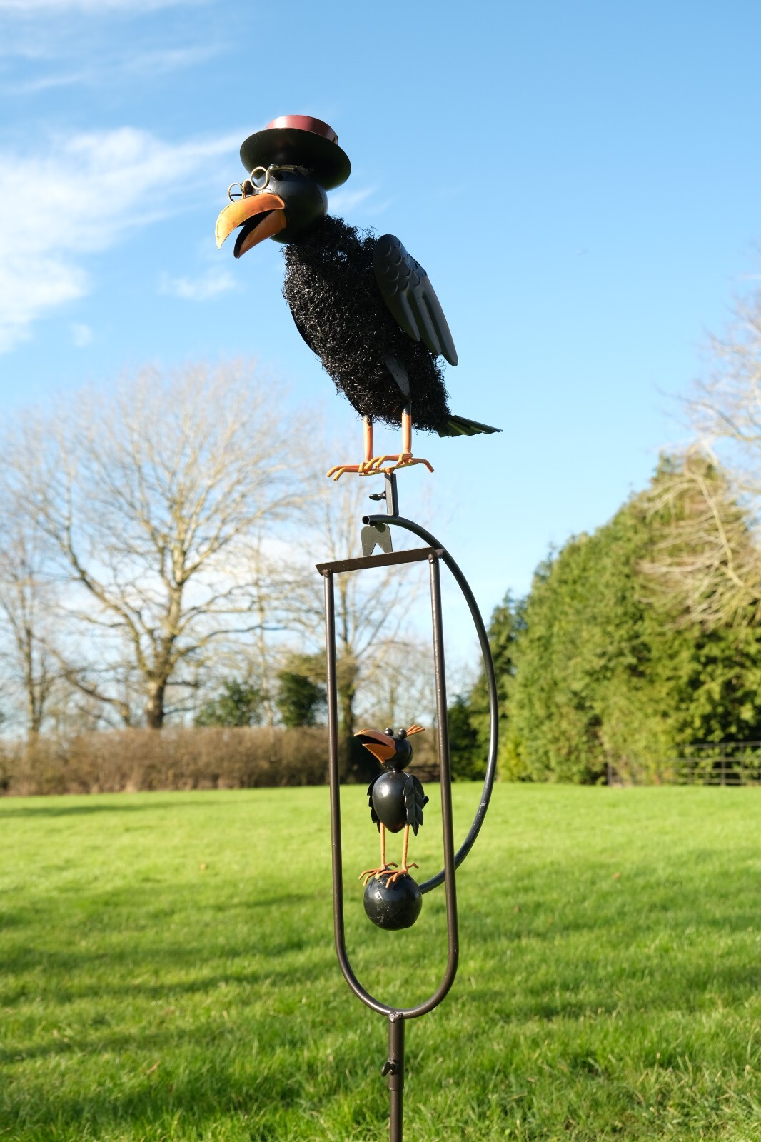 Crow Rocking Chair Rocking Balancing Dad Crow Rocker Garden Ornament Decoration Stake ...