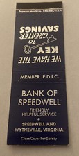 Vintage Matchbook Cover Matchcover Bank Of Speedwell Va Vintage Matchbook Cover Matchcover Bank Of Speedwell Va