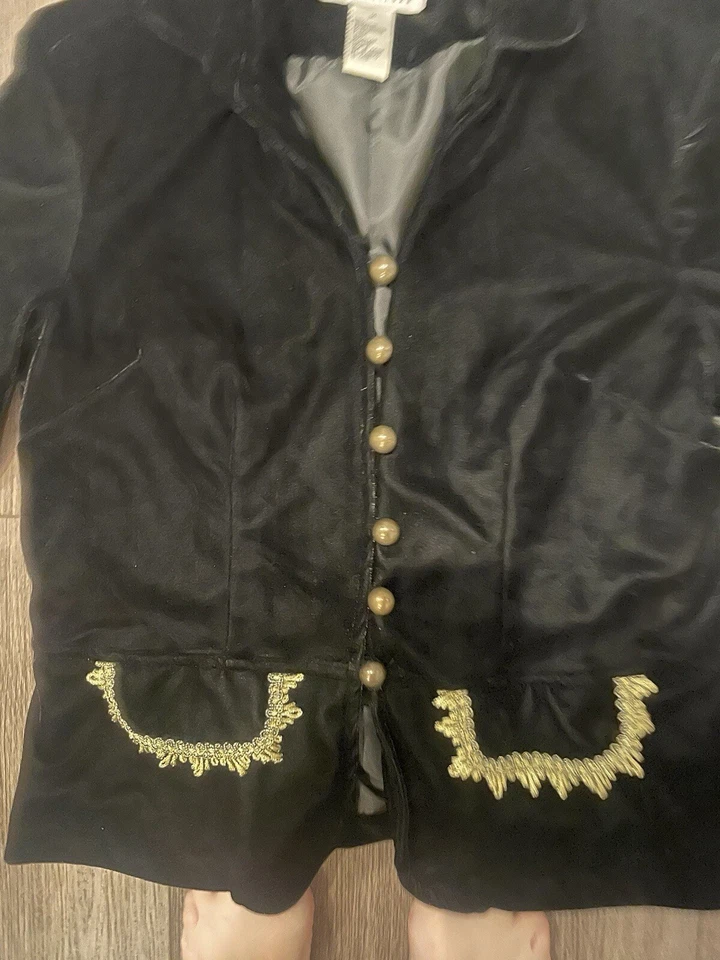 Chaqueta vintage Hannah forrada de terciopelo negra con botones de metal Foto 3 de 4