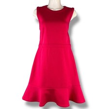 Ann Taylor Scuba Fluted Hem Pink Dress 10P Sleeveless Formal Midi Maximalist