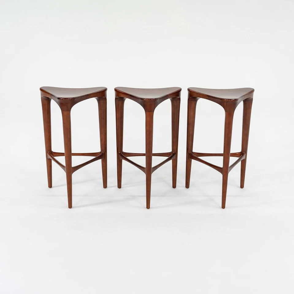 2010s Geiger 2 BY 3 Solid Cherry Bar Height Stools by Ai3 Design 1x Available - Image 2 of 4