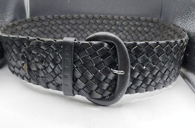 ✨⚡️?SISLEY Women Woven Braided Black Wide Belt 2.75\