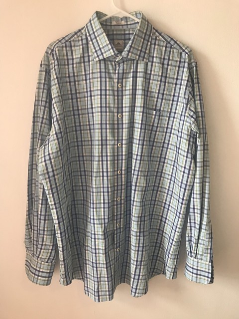 Peter Millar Shirt Mens XL Button Down Long Sleeve Plaid Blue Light Blue | eBay