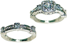 Women's Engagement Ring Set Sterling Silver CZ Wedding Band Size 8