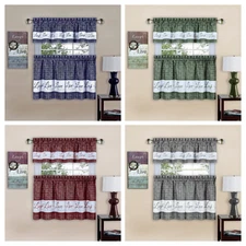 Gingham Check Live~Laugh~Love 3 Pc Kitchen Curtain Set - Assorted Colors & Sizes