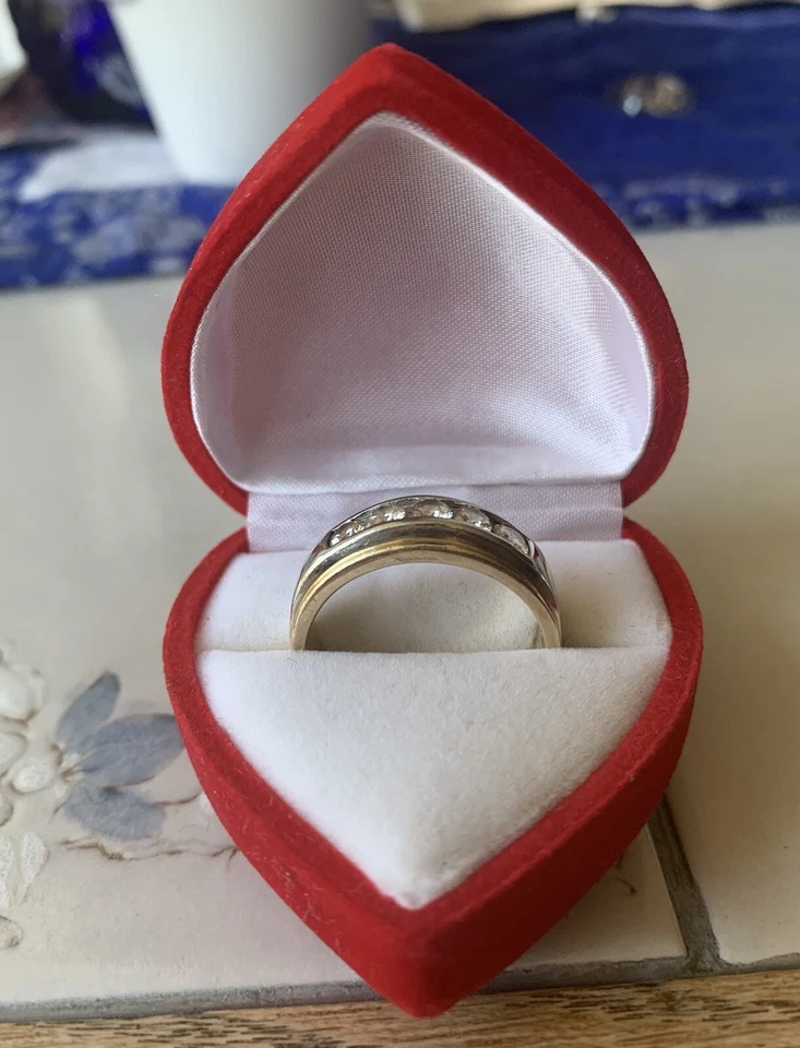 Alianzas de boda de diamantes de oro blanco para hombre talla 10,5, 1 quilate peso total Foto 3 de 4