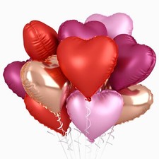 Rose Gold and Pink Heart Balloons, 18 Inch Hot Pink Heart Shape Balloons Foil,
