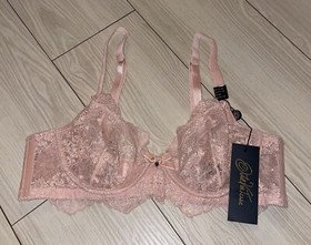 Dita Von Teese Metallic Lace Underwire Bra Vintage Peach Womens 34B 0488 New