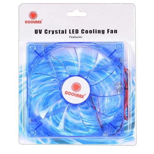 Blue LED Cooling Fan  140mm UV Crystal 64.95 CFM 140x140x25 mm 12V - Image 2 of 3