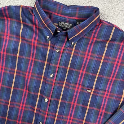 Vintage Knightsbridge Shirt Long Sleeve Button Up Blue Red Plaid Mens L