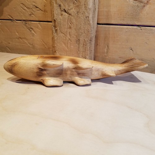 Koi Carved Wood Statue Fish Figurine Sculpture Home Decor Nautical - Swanky Barn - Picture 11 of 12
