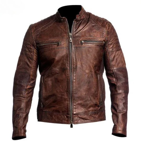 M002 Cafe Racer Men's Vintage Style Retro Brown Distressed Jacket
