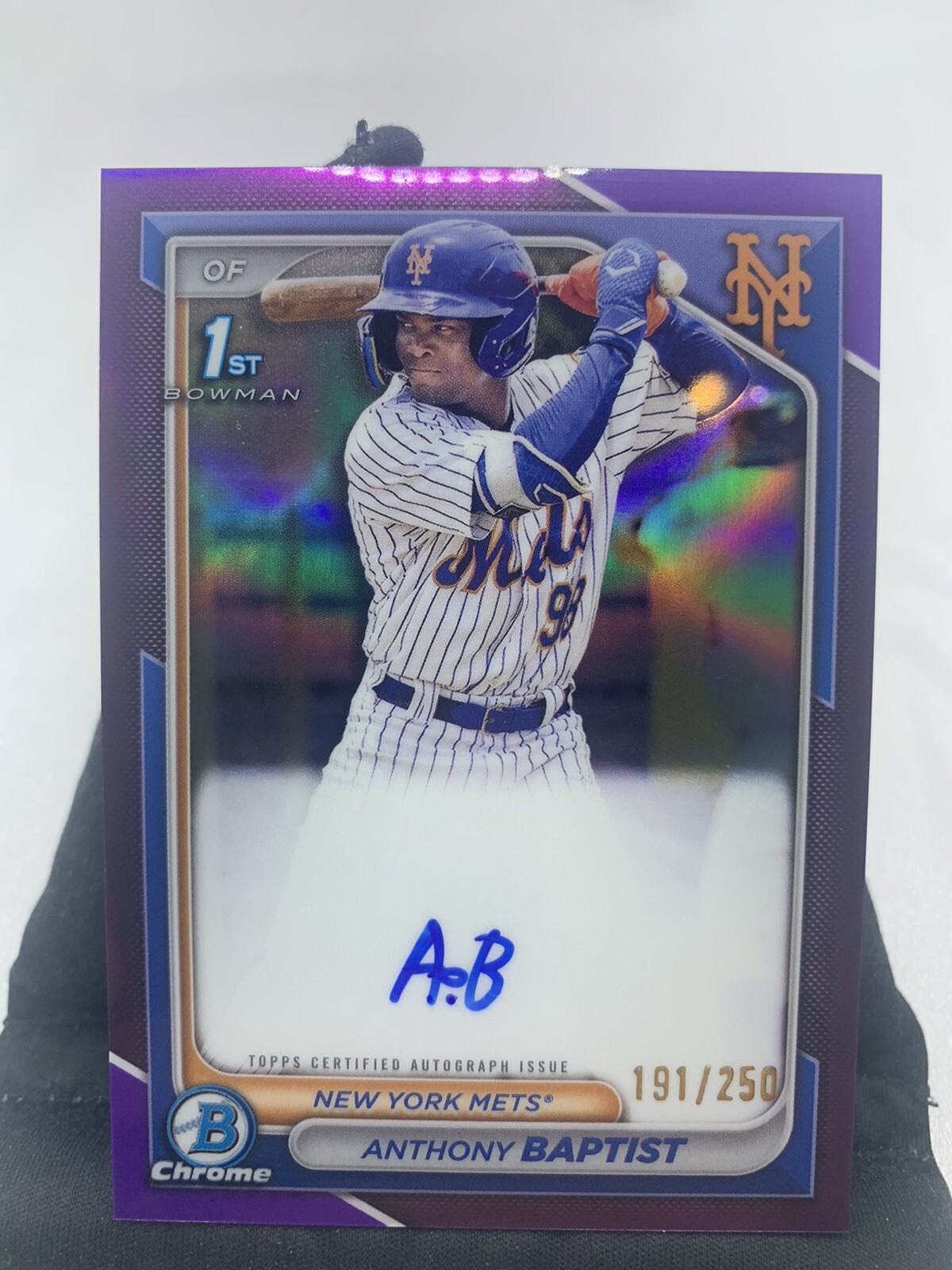 2024 Bowman Chrome 1st Anthony Baptist Purple Refractor AUTO /250 NY Mets D1
