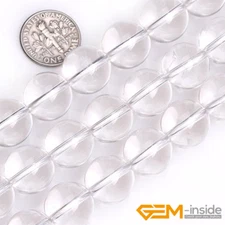 Natural White Rock Crystal Clear Quartz Round Beads For Jewelry Making 15"Strand
