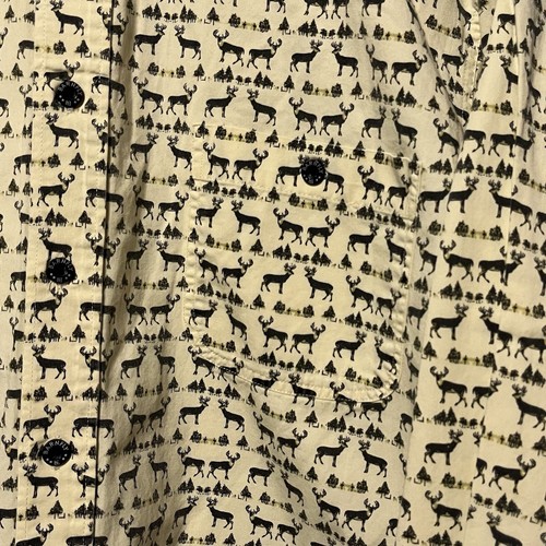 90s Vintage Barn Fly Outdoor Deer Nature Button Down Mens Shirt Tan Mens Medium - Picture 5 of 8