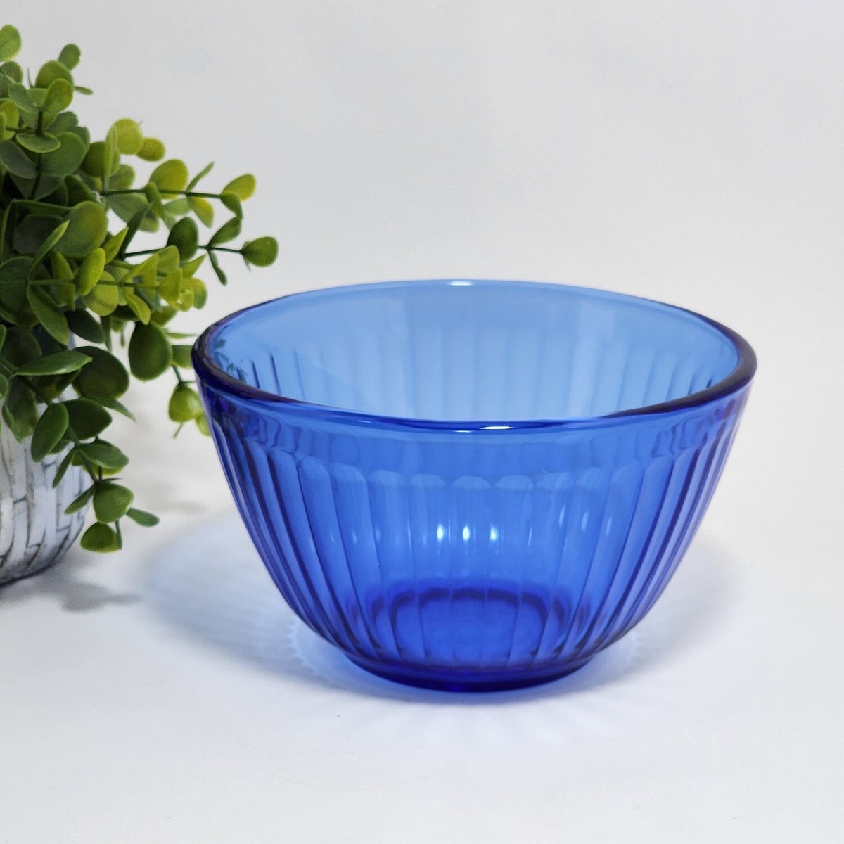 Pyrex 3 Cup Mixing Serving Bowl Cobalt Blue Glass Ribbed 7401-S