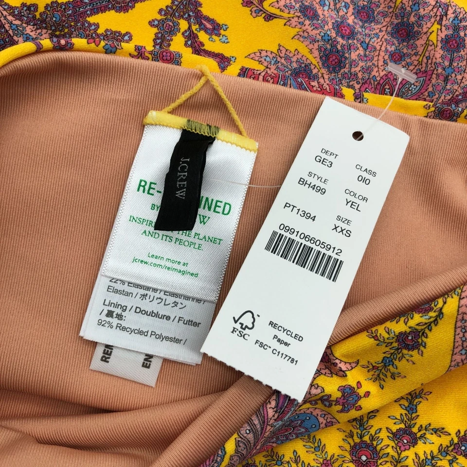 Parte inferior de natación de bikini J.Crew para mujer tiro alto cobertura moderada cachemira dorada XXS Foto 3 de 4