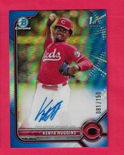 KENYA HUGGINS 2022 Topps 1st Bowman Chrome Draft AUTO BLUE /150 CDA-KH Reds