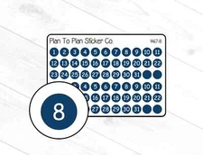1467-8~~Navy Date Dots Planner Stickers.