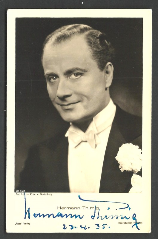 HERMANN THIMIG Austrian Film Star 1935 AUTOGRAPHED Real Photo