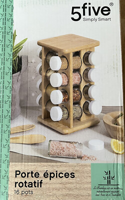 5Five Simply Smart Bambus-Gewürzkarussell m. 16 Gewürzdosen Glas 27.7cm Geschenk