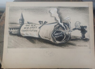 A W Mackenzie Panel Comic Strip Original Art Nj Constitution Hague Machine