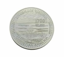 1999 Armenia 5000 Dram Holy Cross Church Cathedral Aghtamar .999 Silver PR Coin