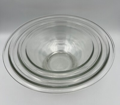 Set of 3 Vintage PYREX Clear Nesting Mixing Bowls 322 323 325