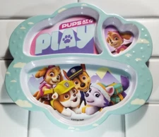 Paw Patrol Plate Dish Toddler Melamine 3 Section Pups At Play Zak Designs Cute