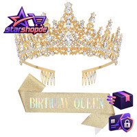 Geburtstagskrone Und SchäRpe Set FüR Damen Glitter Tiara Haarschmuck Geburtstag