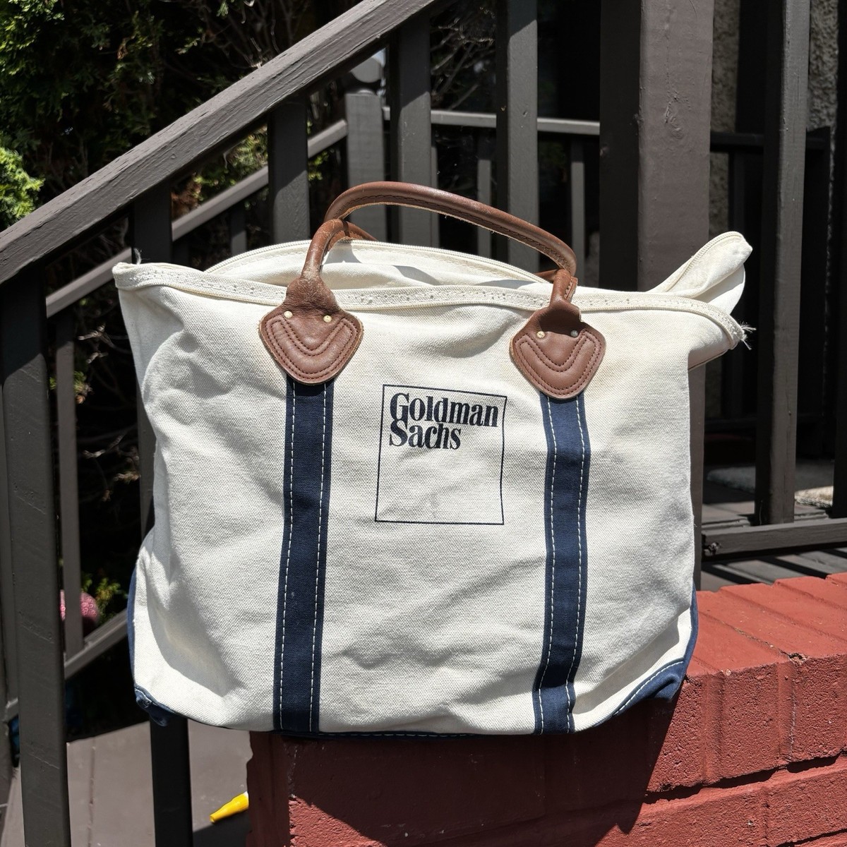 Vintage LL Bean Boat And Tote Goldman Sachs Leather Straps 