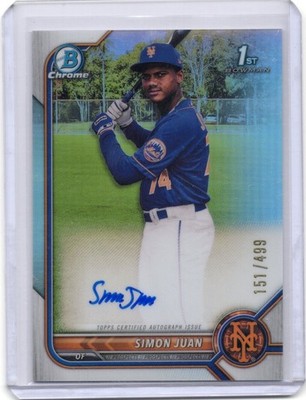 2022 Bowman Chrome Prospect Auto Refractor /499 Simon Juan #CPA-SJ Auto