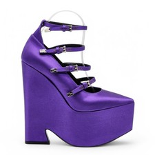 Versace Tempest Strappy Platform Pumps - Satin - Purple 38.5 8US $1445