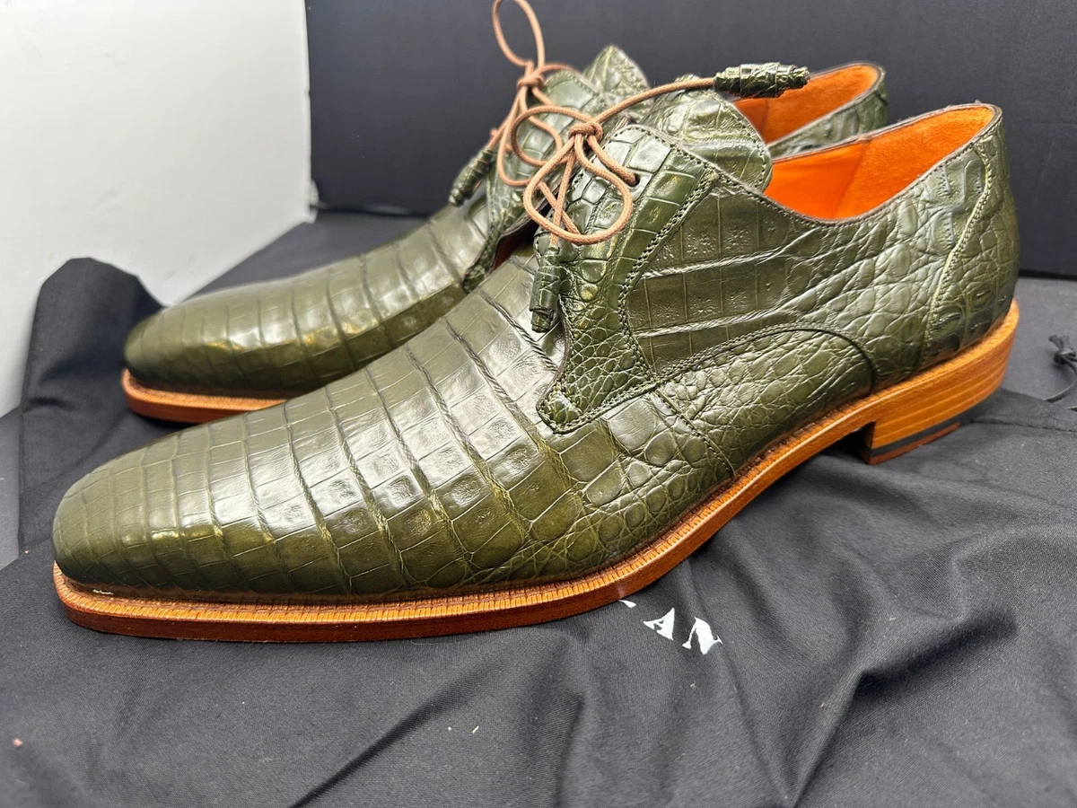Mezlan Custom Oxford Green Lizard  Lace Up Shoes Size 13M  Old Money Mezlan Green Dress Shoes for Men for sale | eBay main image 4