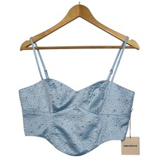 Superdown Revolve Bustier Top Womens Medium Blue Rhinestone Cropped Corset Party